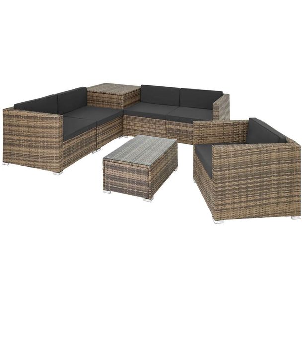 Nowy zestaw ogrodowy z technorattanu 5 osoby plus skrzynia na poduszki