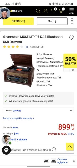 Gramofon MUSE MT-115 DAB Bluetooth USB Drewno