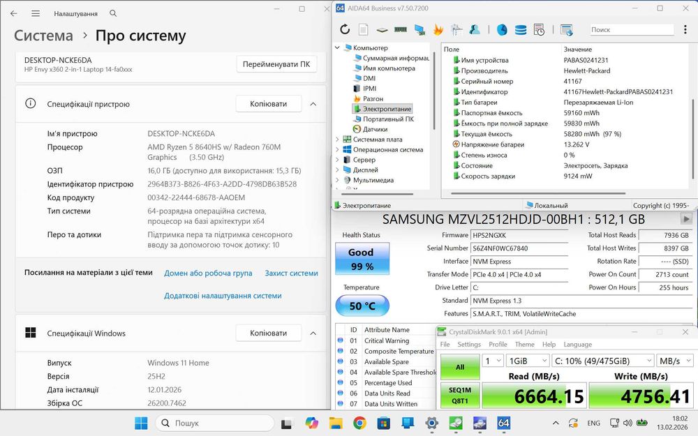 HP Envy 14 360 Rzen AI 5 8640 16 ddr5 Rdeon 760 512 Bat 14ч 1.4кг 2025