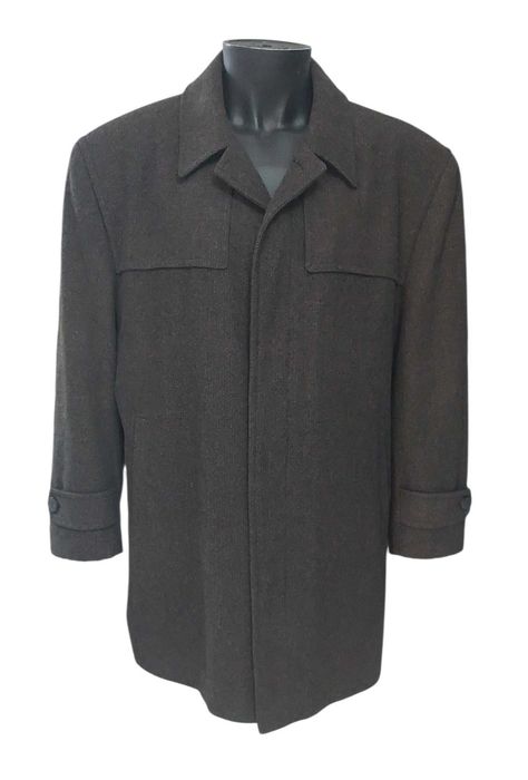Brązowy płaszcz męski z wełny i kaszmiru DINO SALVANI, R. 2XL/3XL