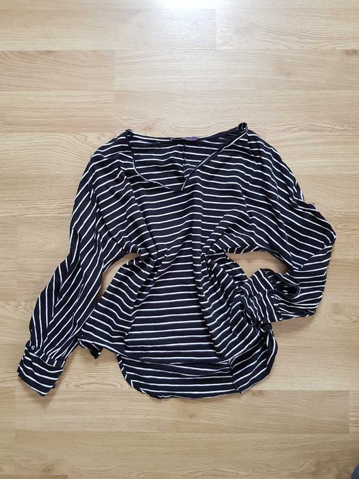 bluzka sweterek violeta by mango M/38 czarna białe paski