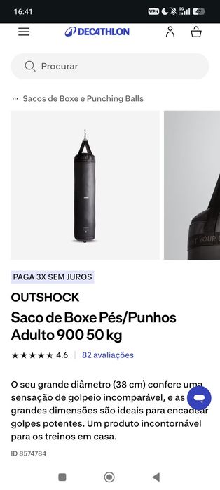 Saco de Boxe Pés/Punhos Adulto 900 50Kg - OUTSHOCK + EXTRAS: 3 Pares de Luvas de Boxe +1 Par de Ligaduras 70€
Saco de Boxe Pés/Punhos Adulto 900 50 kg