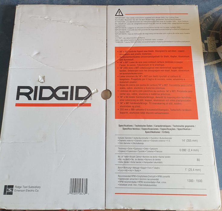 Tarcza TNĄCA do stali Ridgid