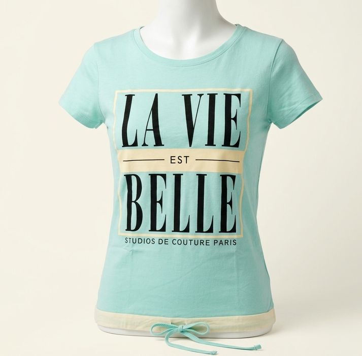 Miętowy t-shirt Charlize - La Vie Est Belle - paryski szyk