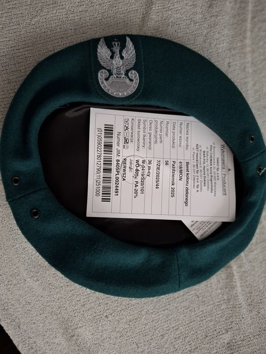 Beret WP Zielony Wojsk Lądowych MON rozmiar 56.