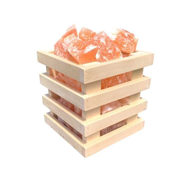 Гималайская соль для бани и сауны корзинка "Кубик" 4,5 кг дерево липа