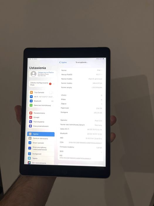 iPad 9th gen Cellular + Wi-Fi 256gb