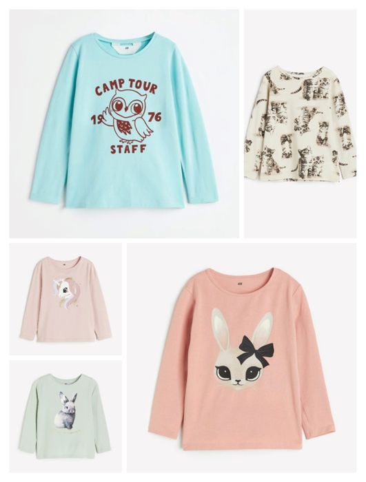 Реглан, лонгслів для дівчат H&M, p.110/116, р.122/128, р.134/140