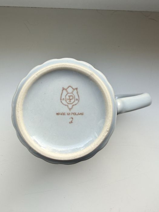 Kubek irenka porcelit Pruszków szaroniebieski PRL