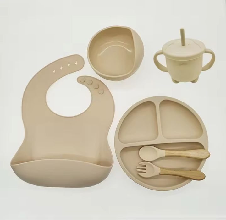 Набір дитячого силіконового посуду, дитяча тарілка, посуд для немовлят