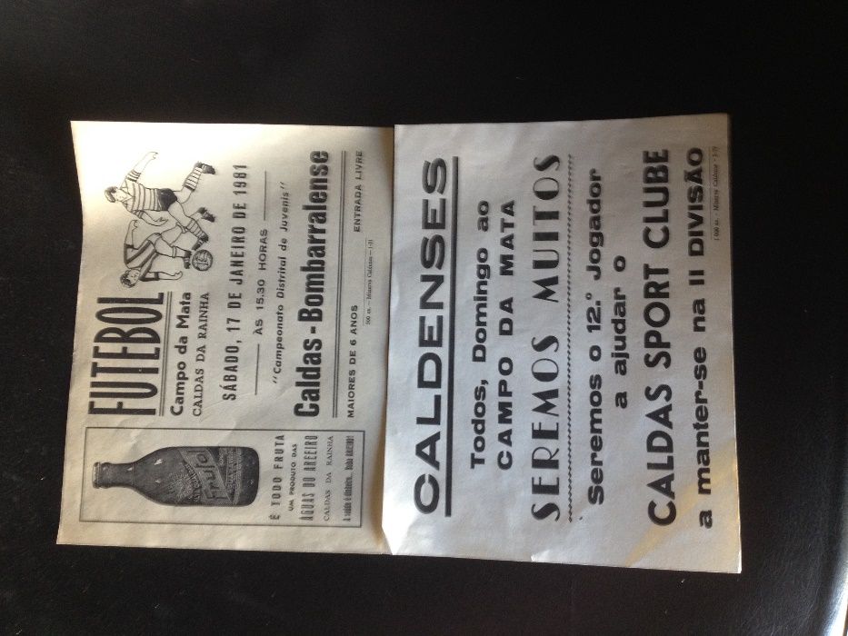 Panfletos/cartazes antigos de jogos do Caldas SC