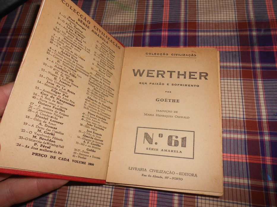 Livro antigo Werther - Goethe editora Civilizacao