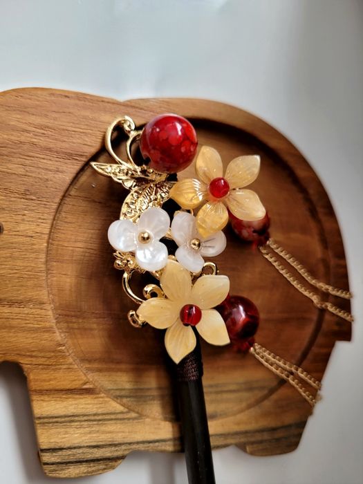 Szpilka patyk z kwiatami ozdoba do włosów japan korean