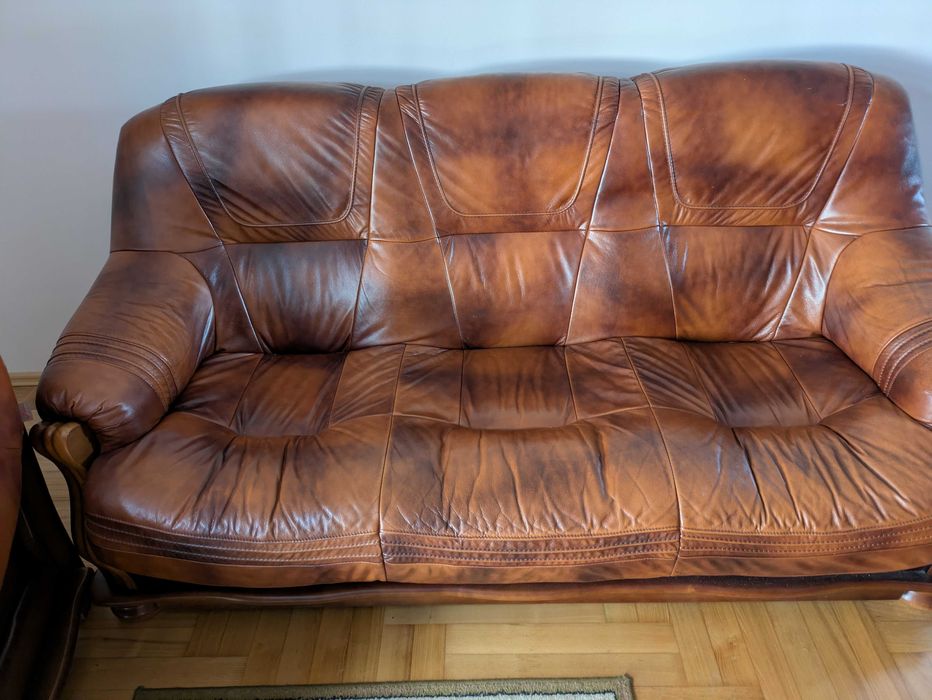 skórzany komplet wypoczynkowy