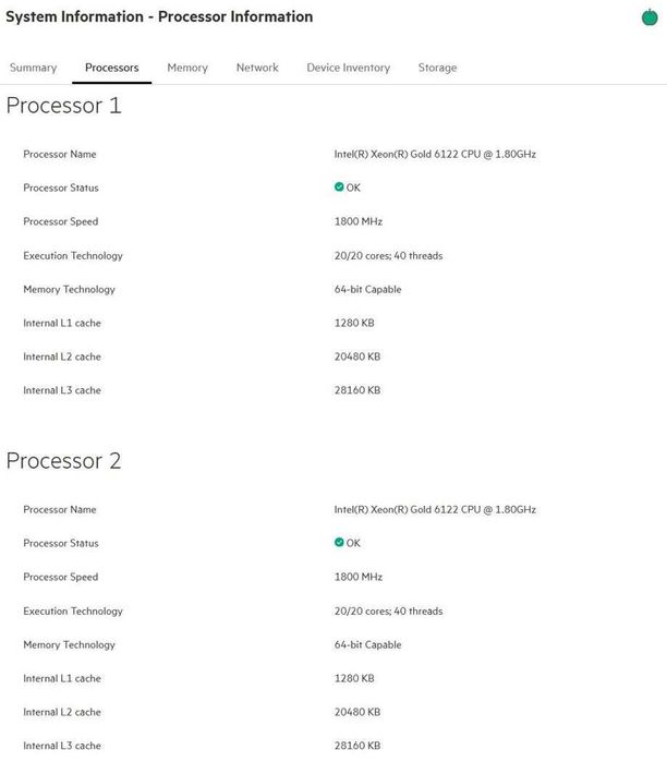 Serwer HPE ProLiant DL 380G10 2 x CPU 40 cores GOLD, 128 GB RAM