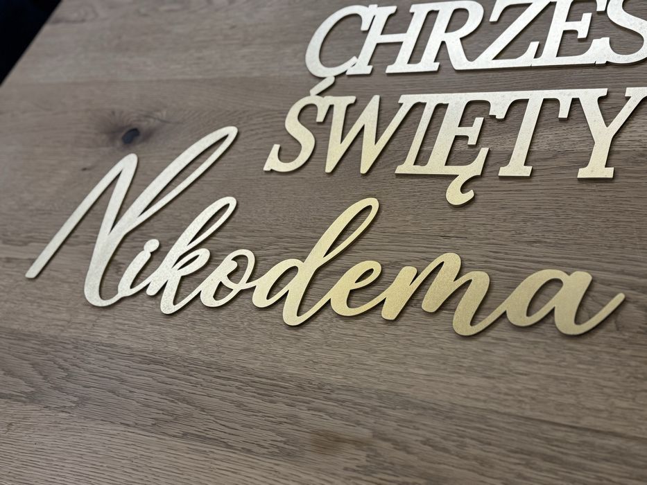 Zlote litery 3D HDF 3mm + taśma dwustronna