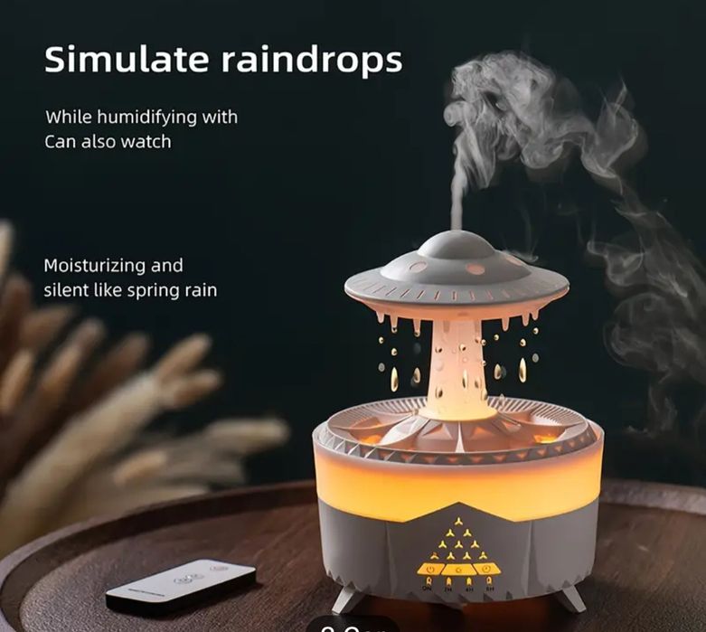Humidificador com gotas de chuva