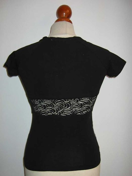Pianura studio's team koszulka czarna koronka kwiaty rozmiar S