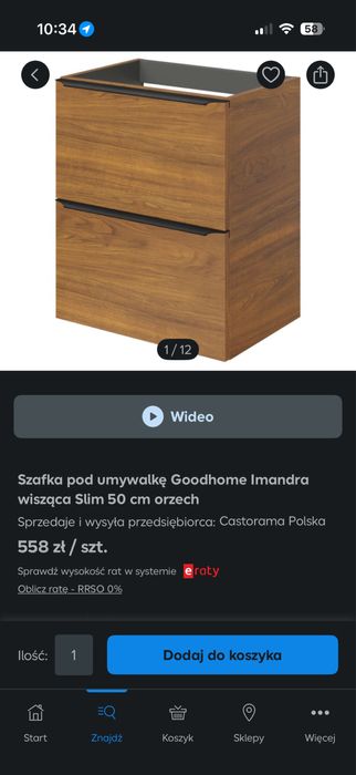 Szafka wiszaca imandra orzech pod umywalke 50 cm