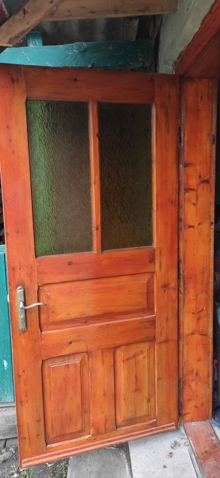 Двері міжкімнатні 80 на 200 см зі склом  дерево сосна Модрина