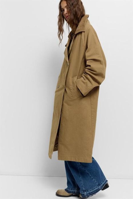 Тренч Pull&Bear з вельветовим коміром