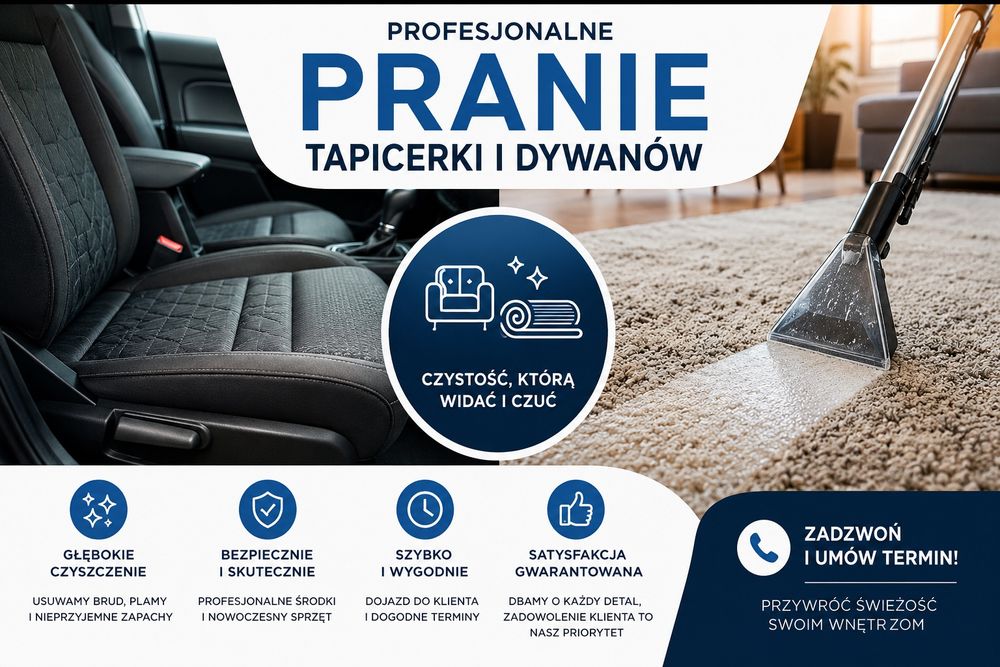 Pranie tapicerki meblowej/samochodowej/dywanów