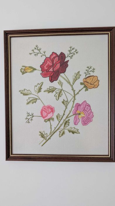 Embroidered Frame on Linen, 40 cm × 48 cm