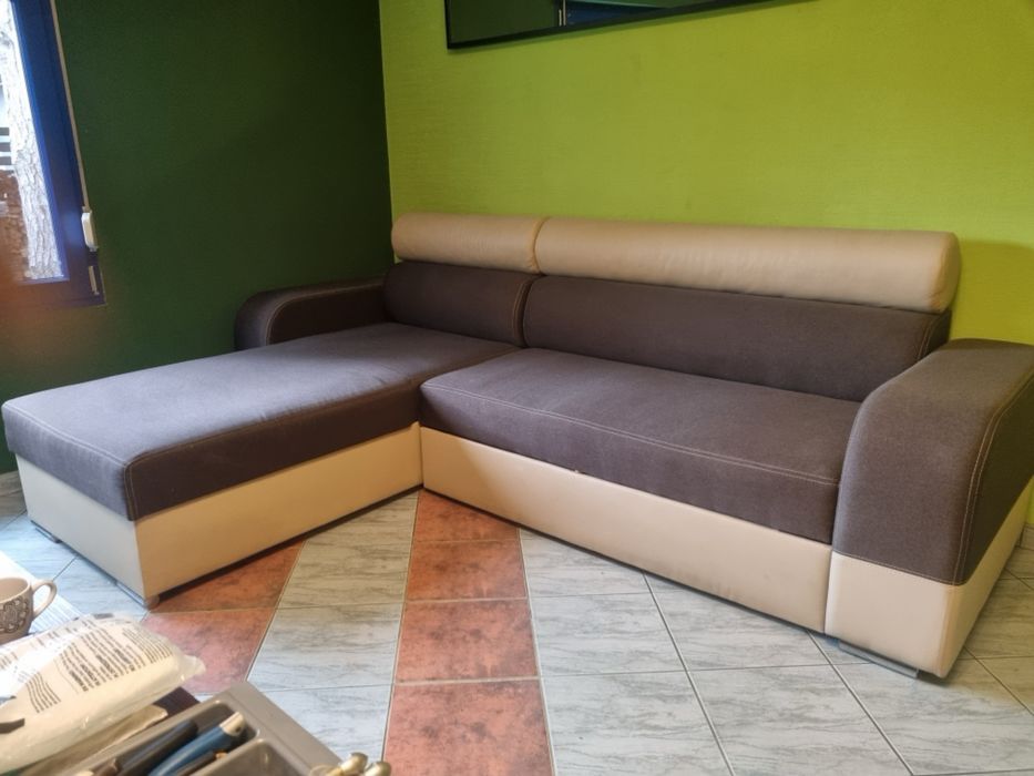 Narożnik Kanapa sofa rogowa eko skóra z funkcją spania
