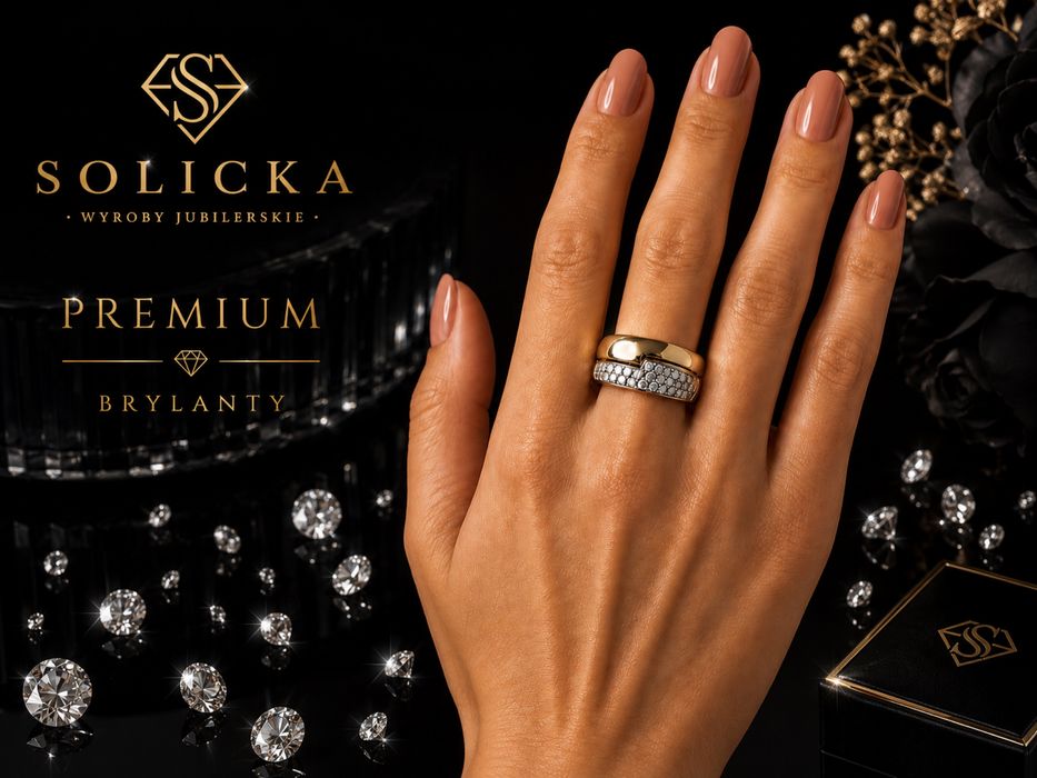 Złoty pierścionek 750 (18K) brylanty rozmiar 17 waga 10,47 g