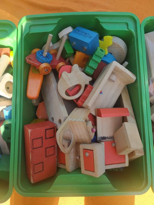 Duży zestaw klocki drewniane stacja kosmiczna pudełka IKEA