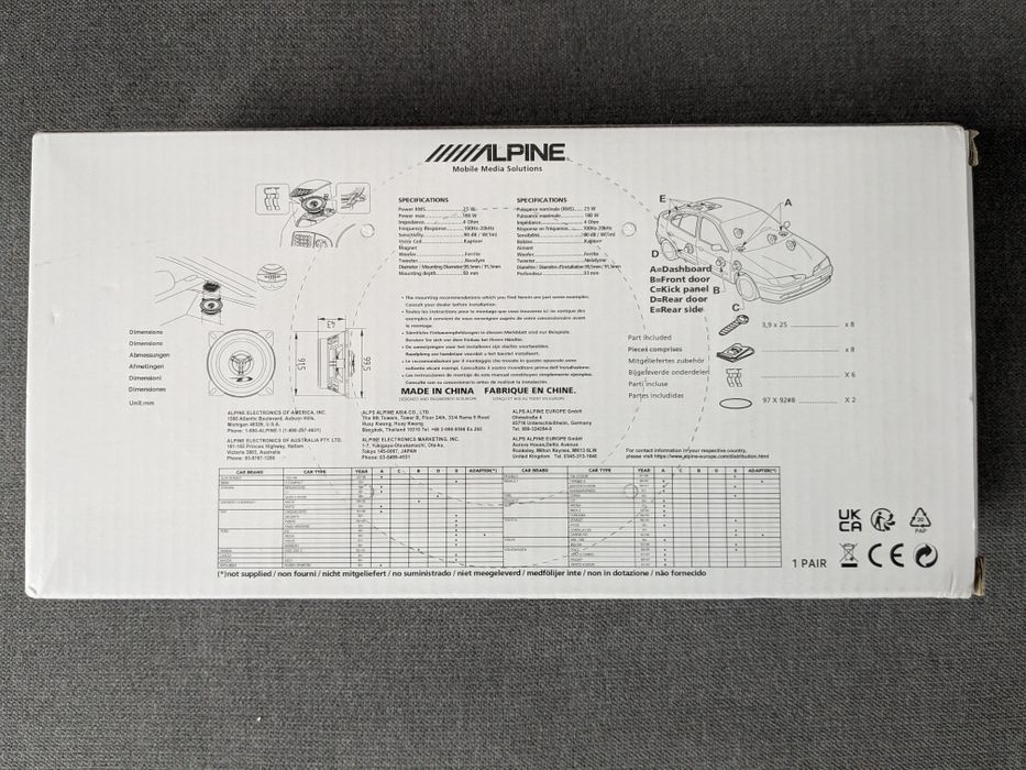 Динаміки коаксіальні Alpine sex-1025s 4"(10см)