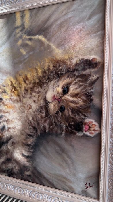 Квртина олійними фарбами. Кіт