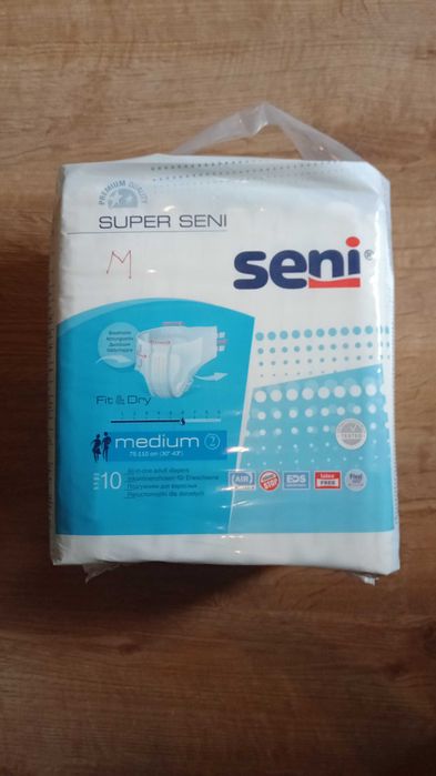 Pieluchomajtki dla dorosłych SUPER SENI Medium – 10 szt, nowe