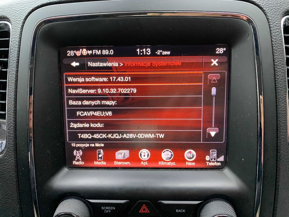 Uconnect 8.4 Polskie menu Nawigacja Jeep Ram Dodge Chrysler Konwersja