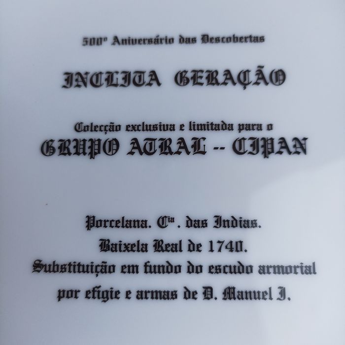 Prato 500 Aniversário das Descobertas efígie e armas D.Manuel I