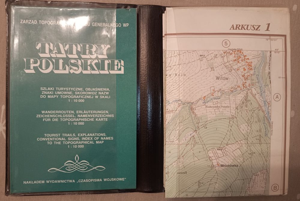 Tatry Polskie mapa topograficzna w skali 1:10000, 1992 rok.