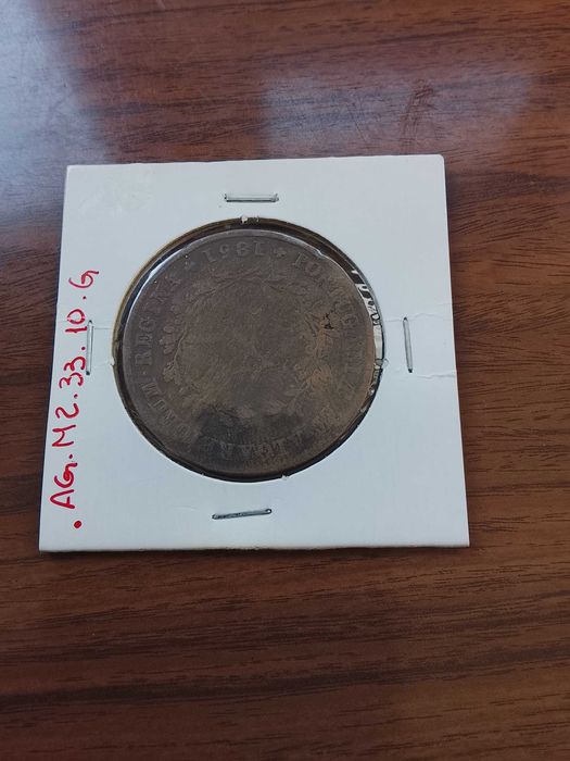 Moeda de X reis de 1851 de D. Maria II, em cobre