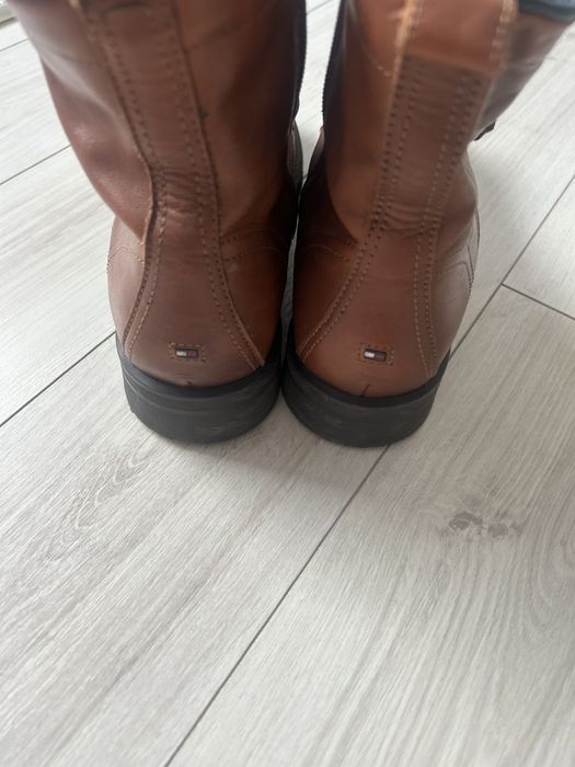 Botki Tommy Hilfiger skóra 38 brązowe sztyblety