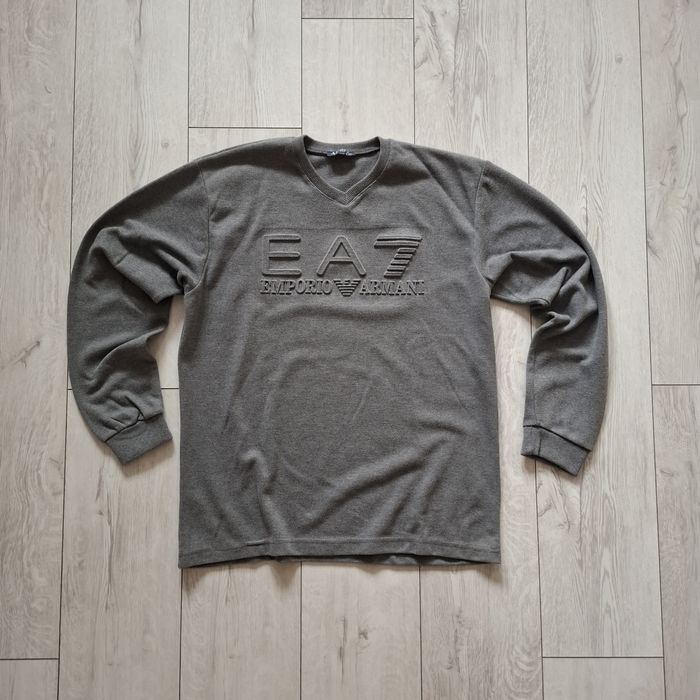 Sweter EA7 Emporio Armani XXL Swetr bluza oversized Męska Szara long