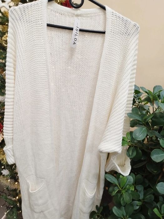 Kardigan długi bialy