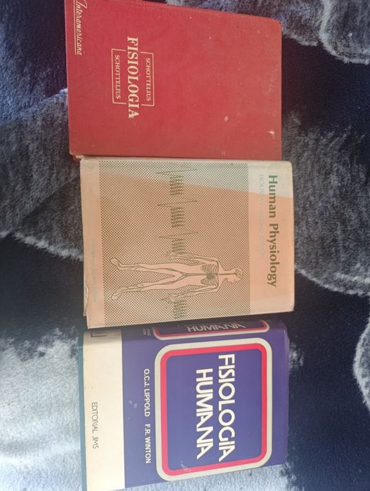 3 livros sobre fisiologia humana 1 em inglês e 2 em espanhol