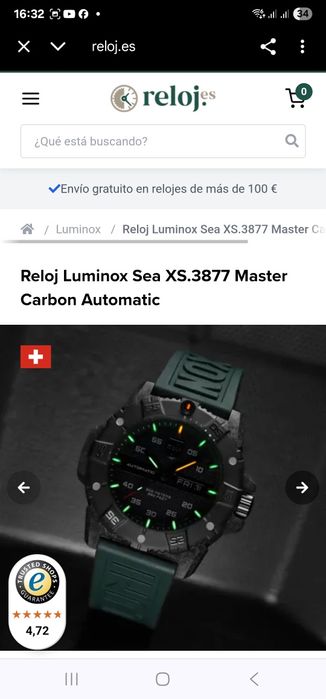 Часы мужские Reloj Luminox Sea XS.3877 Master Carbon Automatic