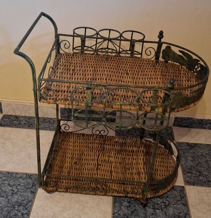 Carrinho de serviço de bebidas hotelaria madeira e metal