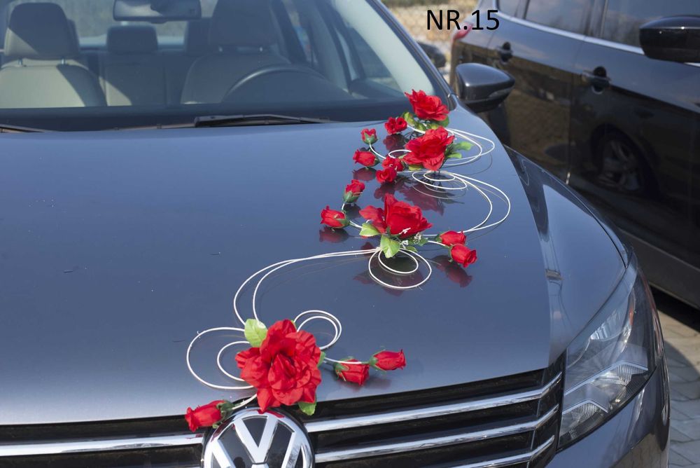 NOWA Piękna czerwona ozdoba dekoracja na auto ślub/wesele 015