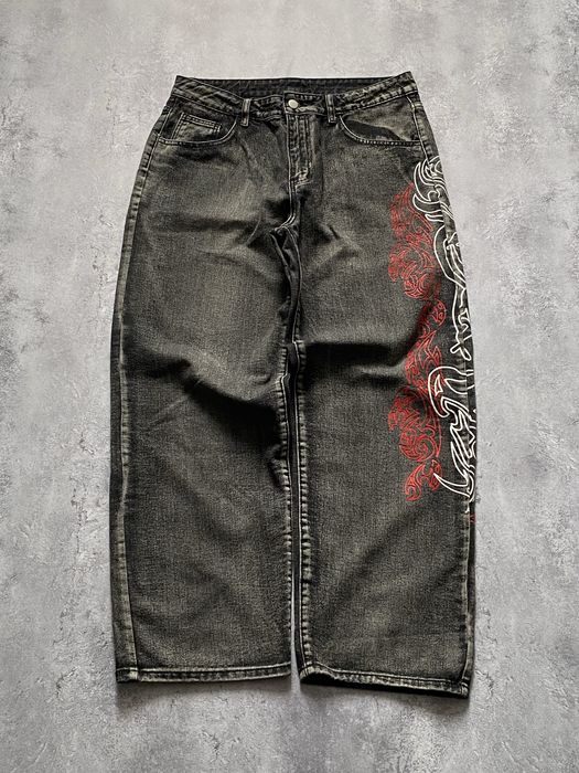 Jeans baggy “Tattoo” | Джинси сірі rap opium sk8 y2k type jaded london ідні идни indie