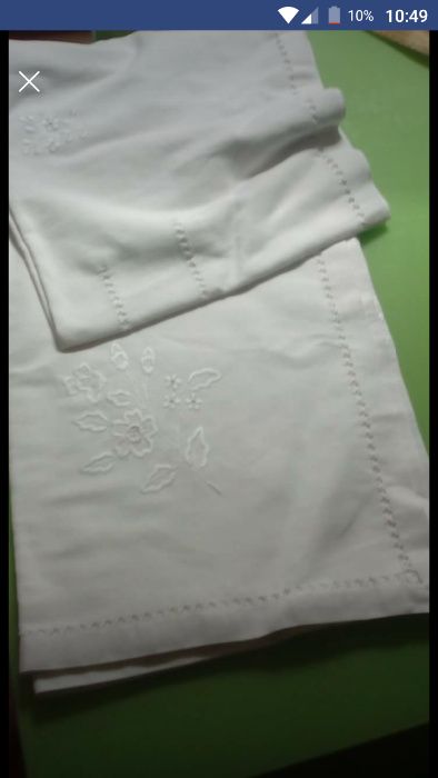 Toalha linho bordada