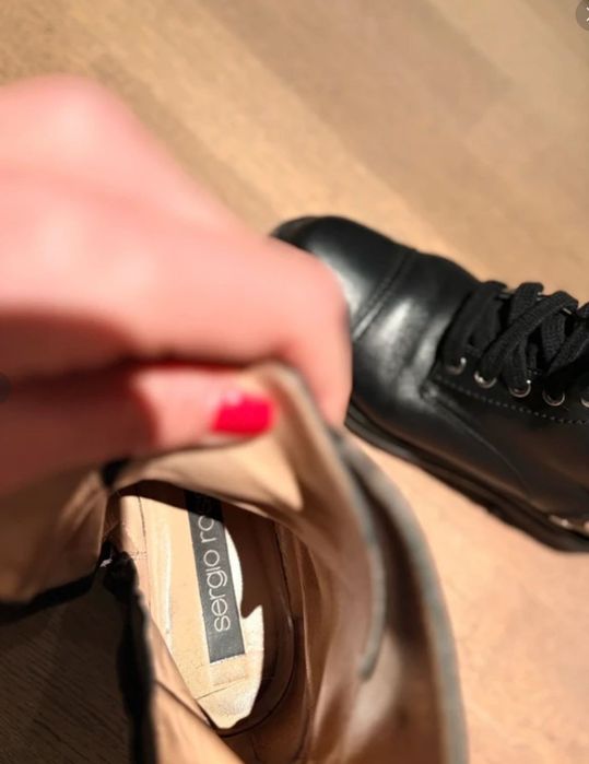 czarne, wiązane i na zamek botki Sergio Rossi, rozmiar 39