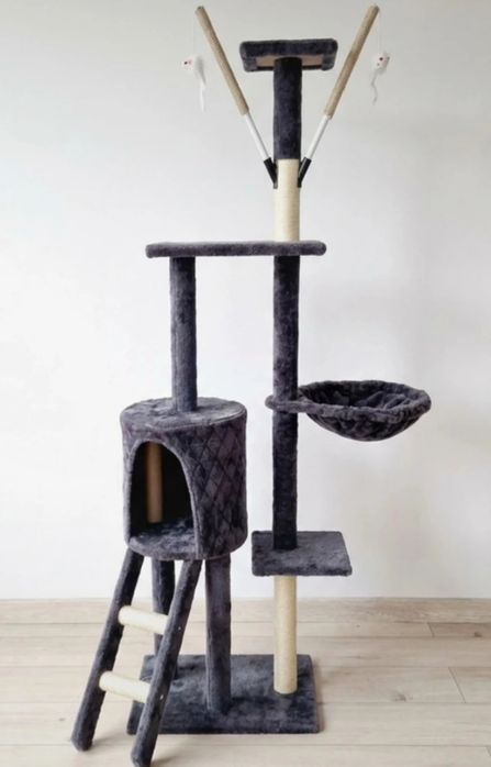 Duży Drapak dla Kota - 5 Poziomów Wieża, Budka i Hamak legowisko zabaw
