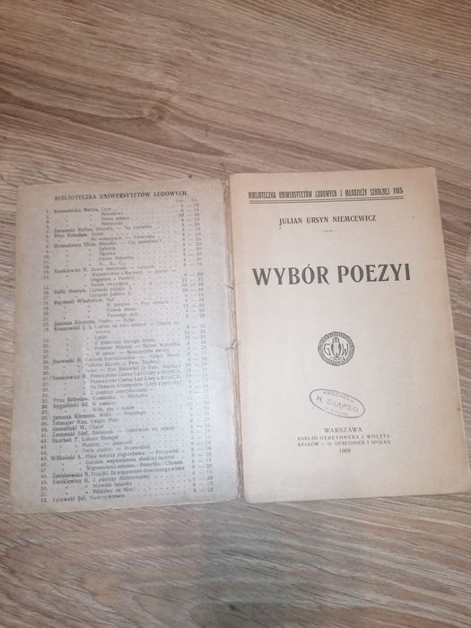 Poezja Niemcewicza wydana w 1909r
