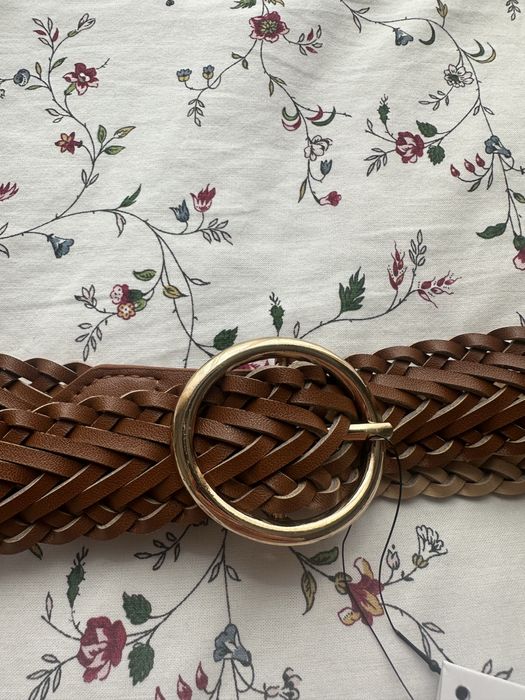 Nowy damski brązowy pasek do spodni pleciony basic klasyczny Zara